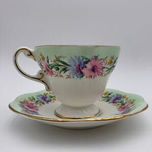 Vintage Foley Bone China Teacup & Saucer "Cornflower" Floral Made in England
